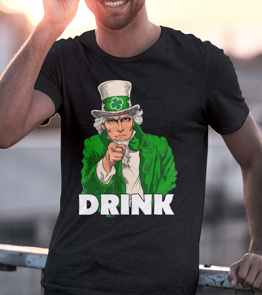Irish Leprechaun Uncle Sam St Patricks Drink T-Shirt