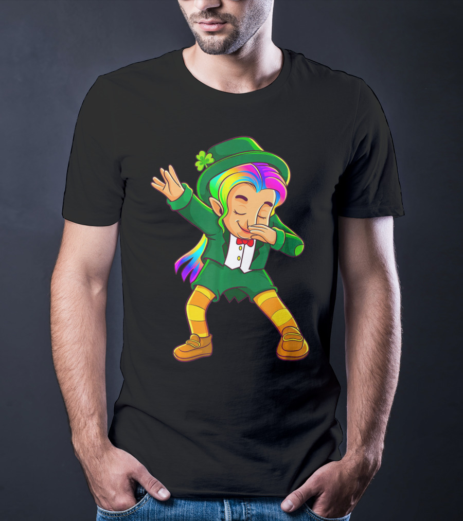 Dabbing Rainbow Leprechaun Girl St Patrick's Day T-Shirt