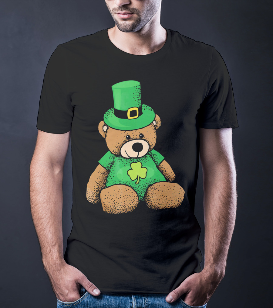 Irish Teddy Bear Shamrock Green Top Hat T-Shirt