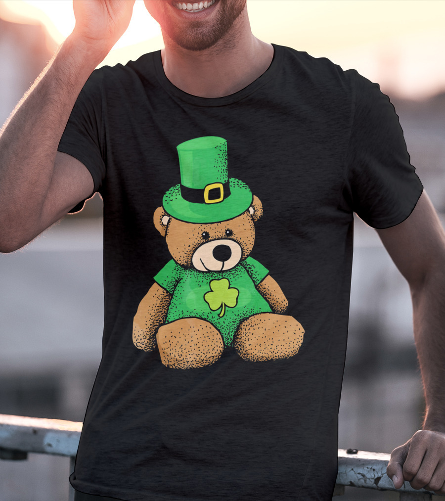 Irish Teddy Bear Shamrock Green Top Hat T-Shirt