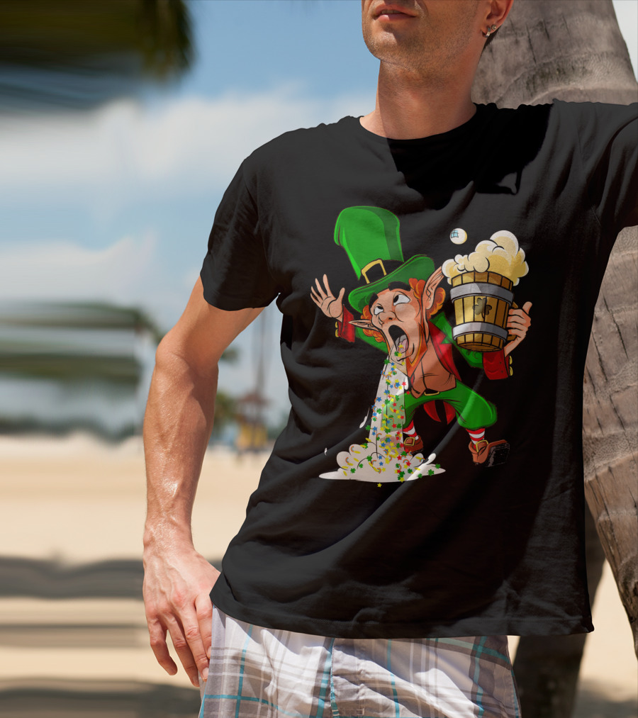 Funny Puking Leprechaun St Patrick's Day Beer T-Shirt