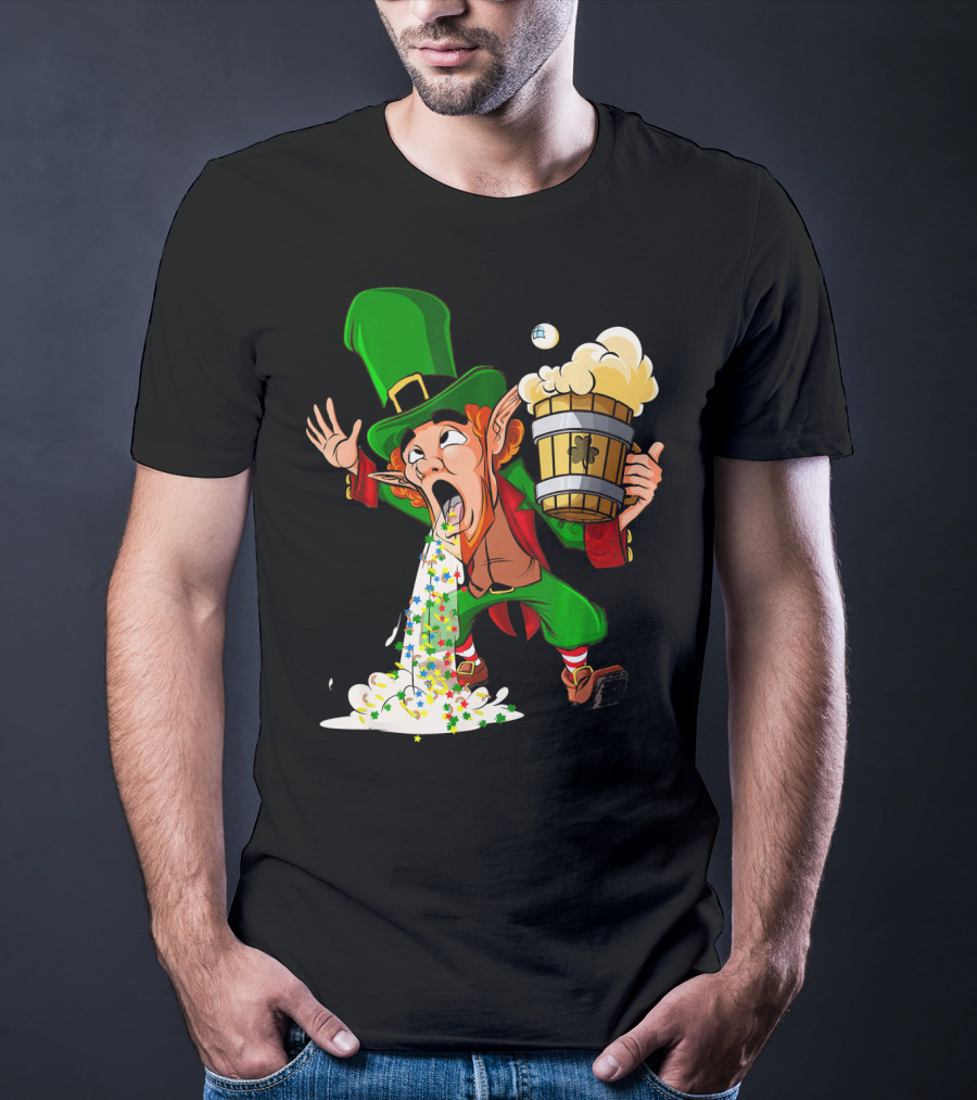 Funny Puking Leprechaun St Patrick's Day Beer T-Shirt