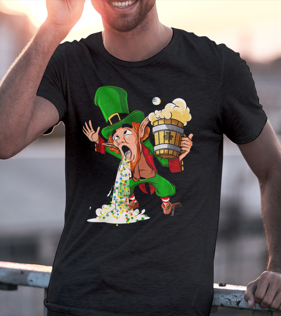 Funny Puking Leprechaun St Patrick's Day Beer T-Shirt