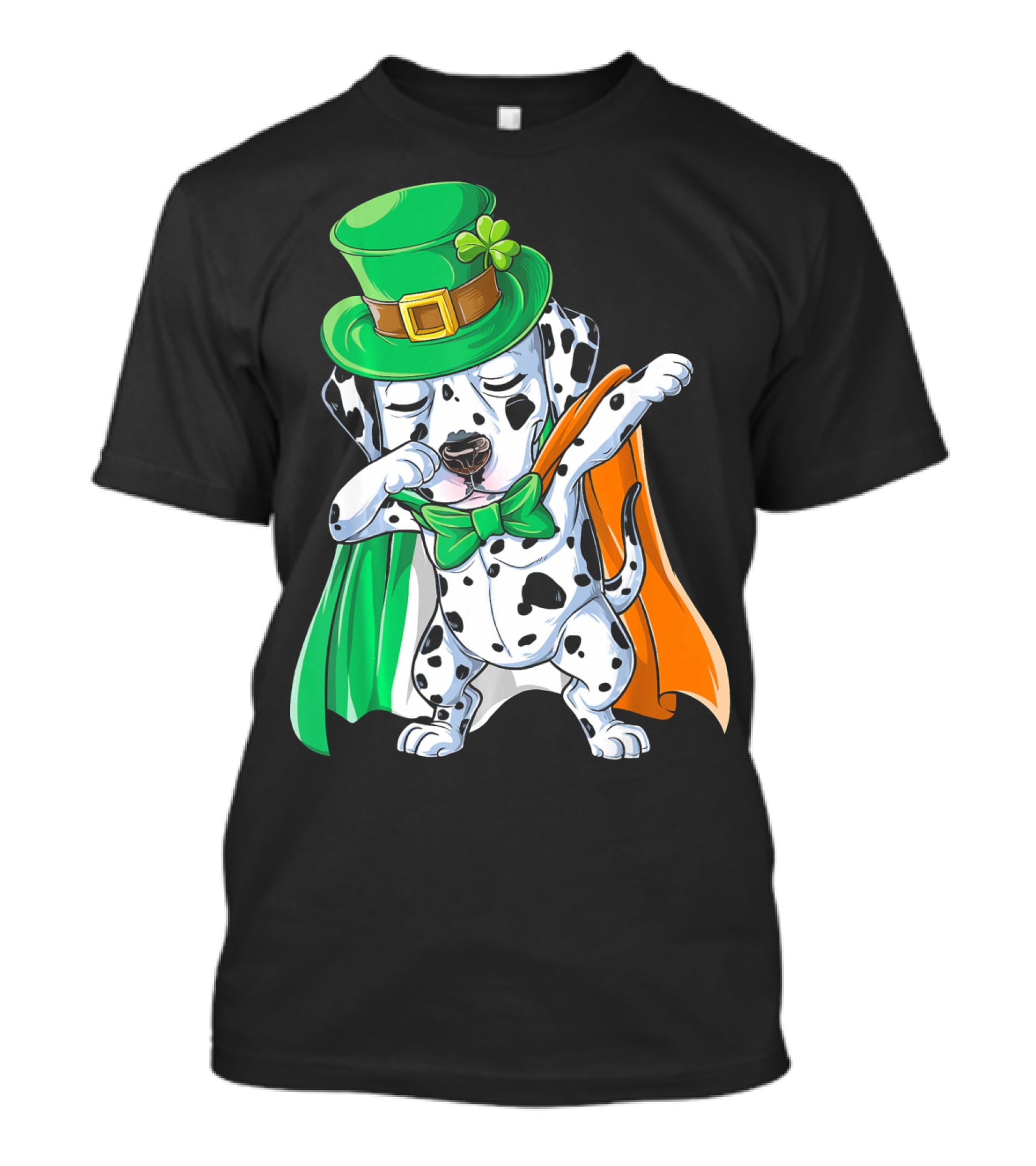 Saint Patrick's Day Dabbing Dalmatian In Green Hat And Irish Colors T-Shirt