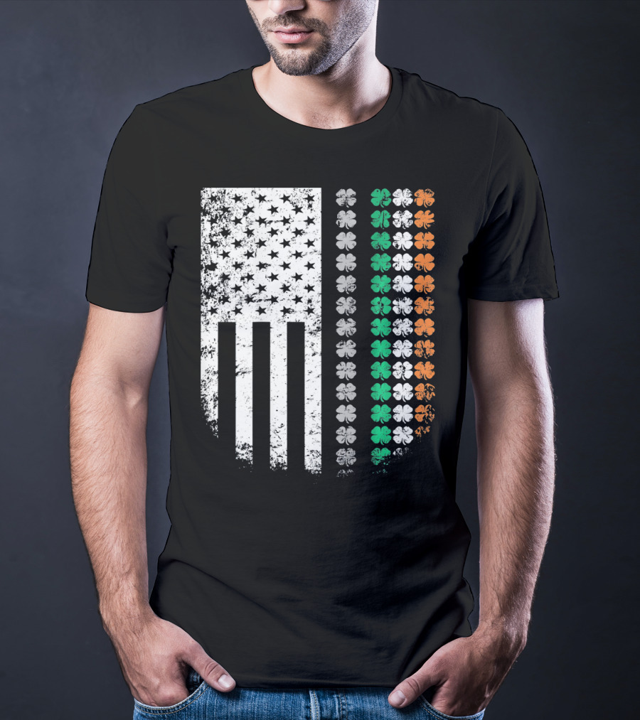 St Patricks Day Shamrock Flag Irish American T-Shirt