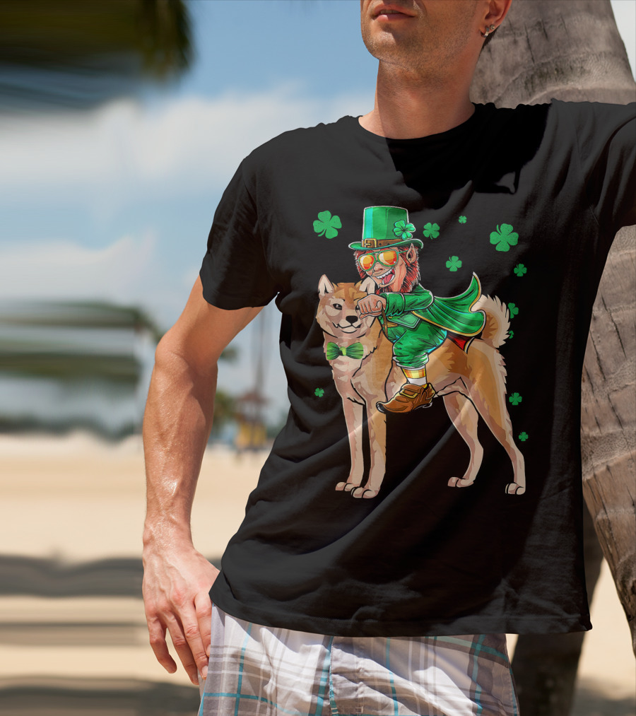 Leprechaun Akita Shamrock St. Patricks Day T-Shirt