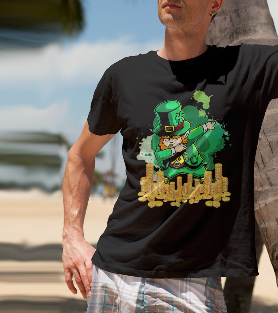 Dabbing Leprechaun And Gold Coins St. Patty's Day T-Shirt