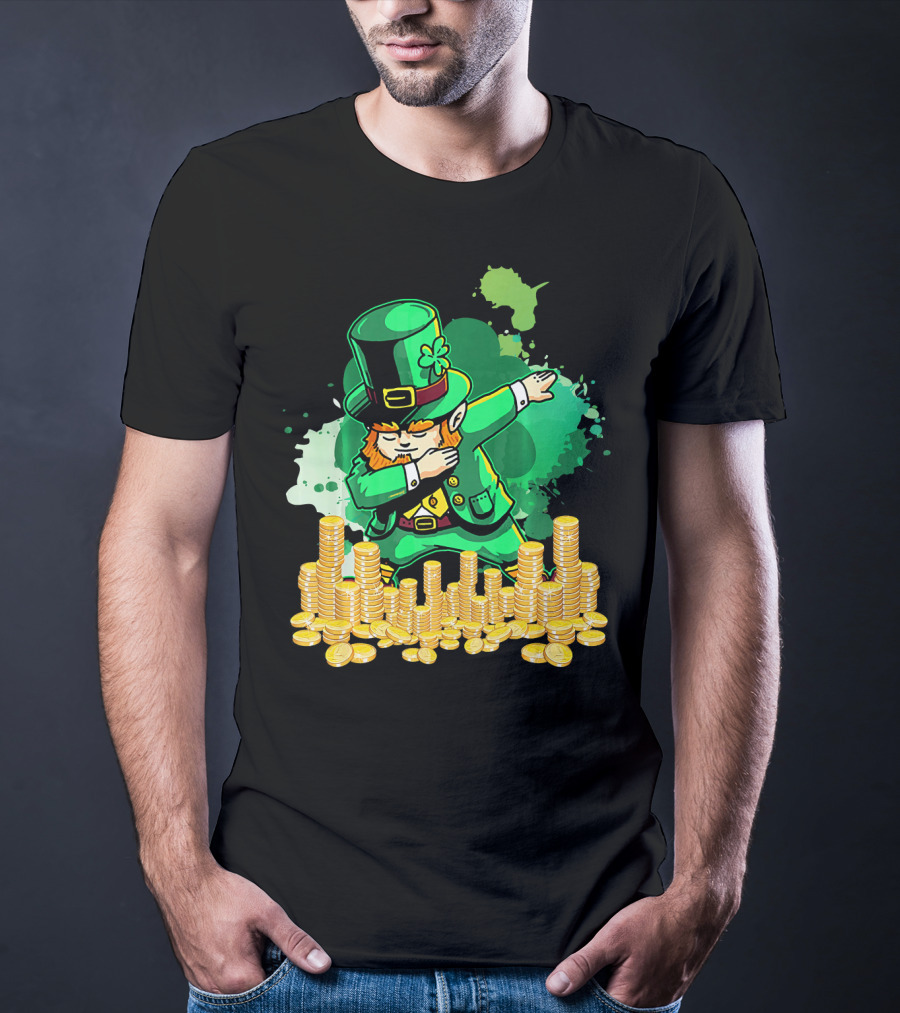 Dabbing Leprechaun And Gold Coins St. Patty's Day T-Shirt
