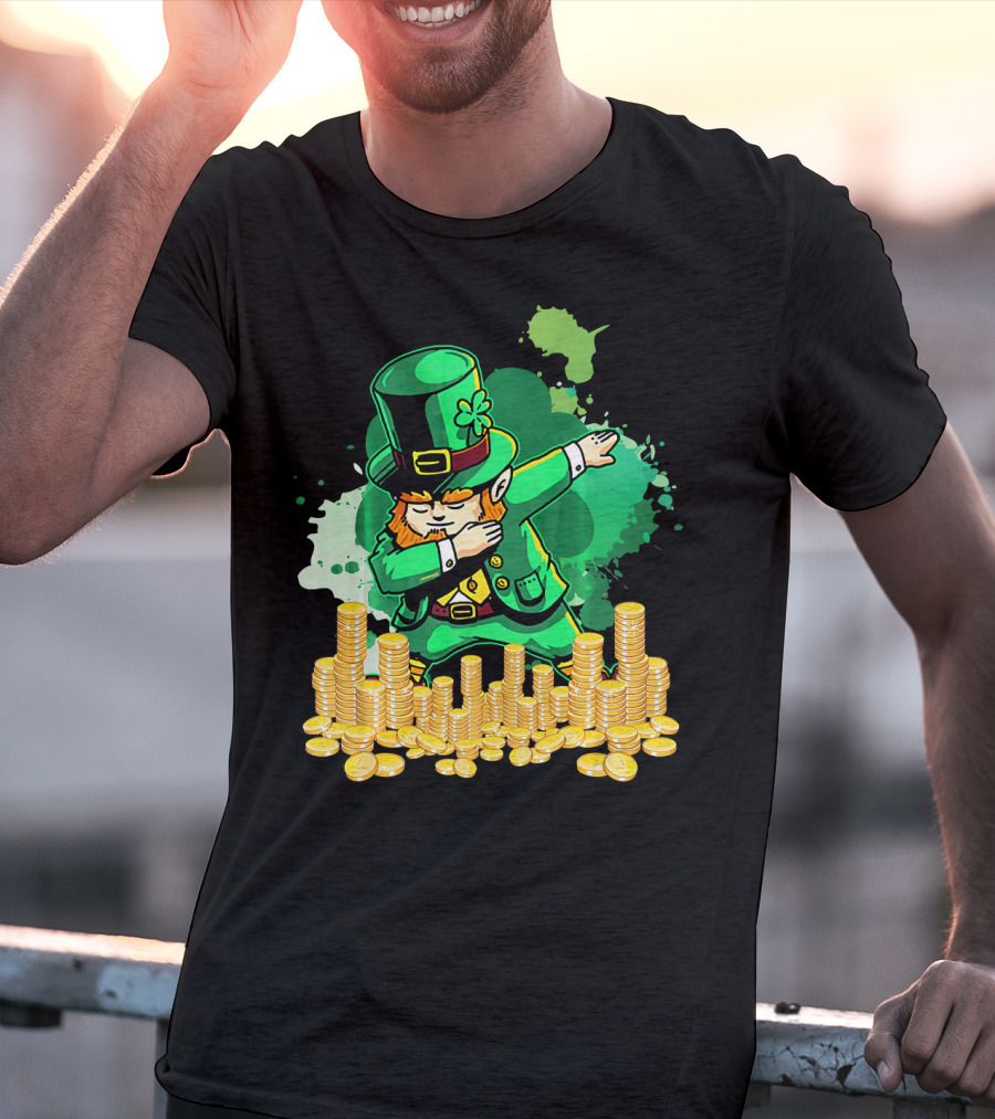 Dabbing Leprechaun And Gold Coins St. Patty's Day T-Shirt