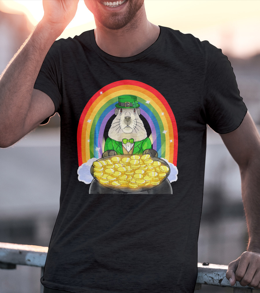 Groundhog Leprechaun Rainbow Gold St. Patrick's Day T-Shirt