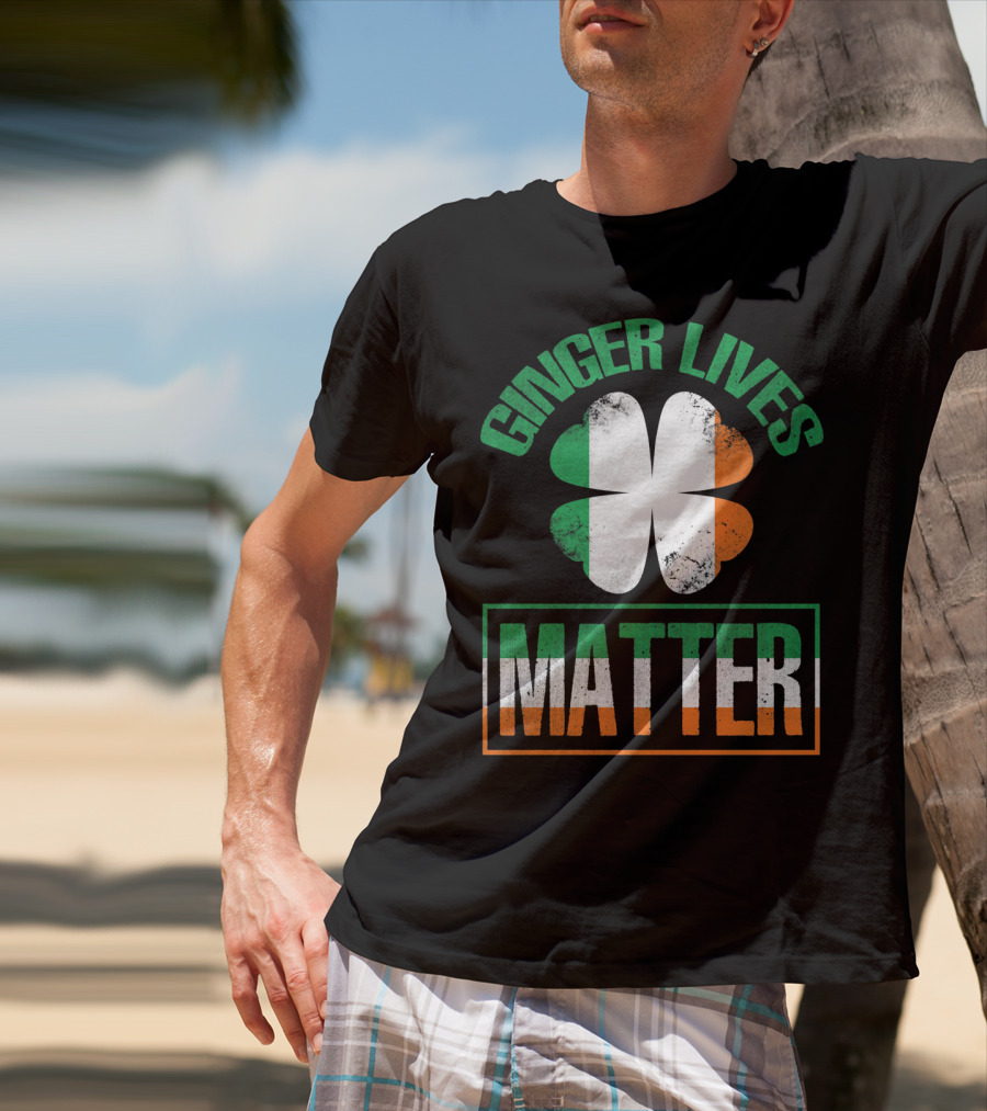 Ginger Lives Matter Irish Flag Shamrock T-Shirt