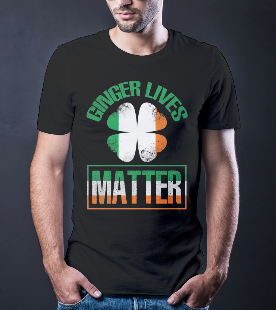 Ginger Lives Matter Irish Flag Shamrock T-Shirt