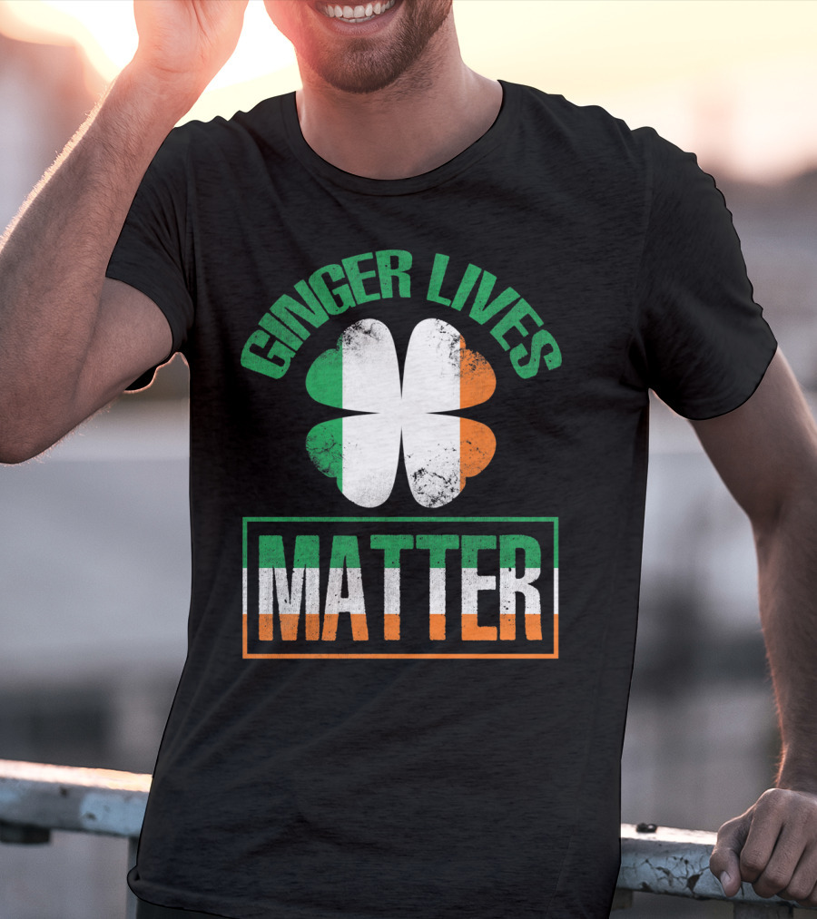 Ginger Lives Matter Irish Flag Shamrock T-Shirt
