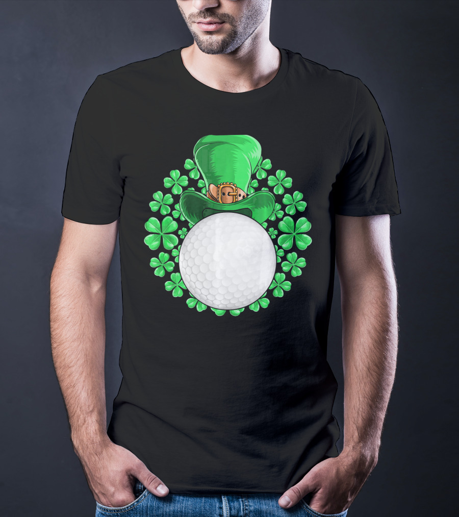 St Patricks Day Golfing Shamrock Hat Golf Ball T-Shirt