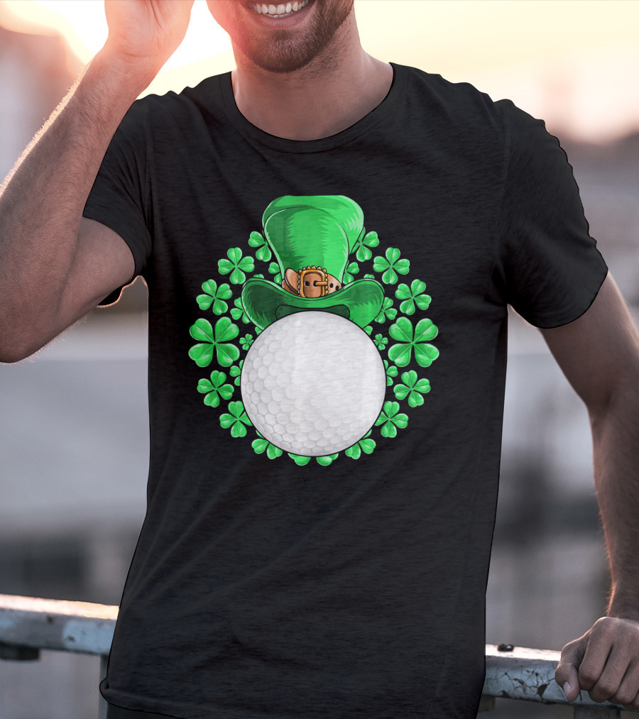 St Patricks Day Golfing Shamrock Hat Golf Ball T-Shirt