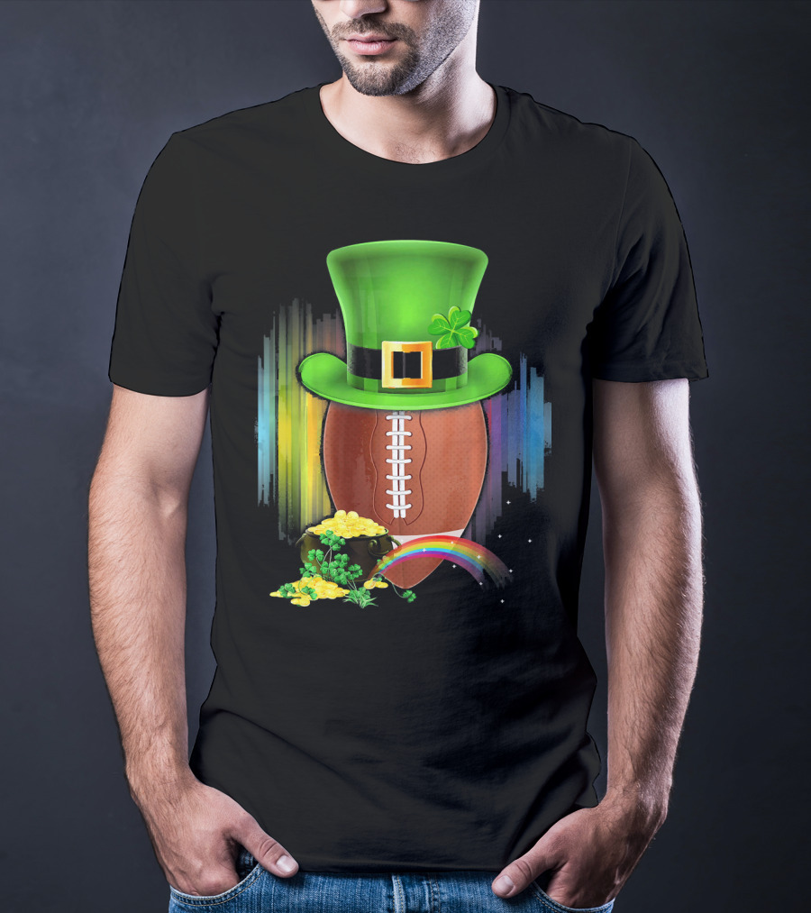 Saint Patricks Day Rugby Leprechaun Coin Rainbow T-Shirt