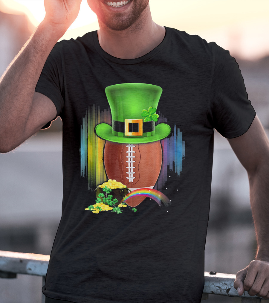 Saint Patricks Day Rugby Leprechaun Coin Rainbow T-Shirt