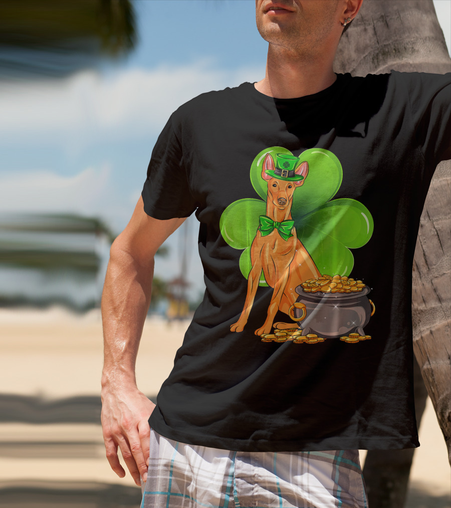Pharaoh Hound St Patricks Day Leprechaun Clover Pot Of Gold T-Shirt