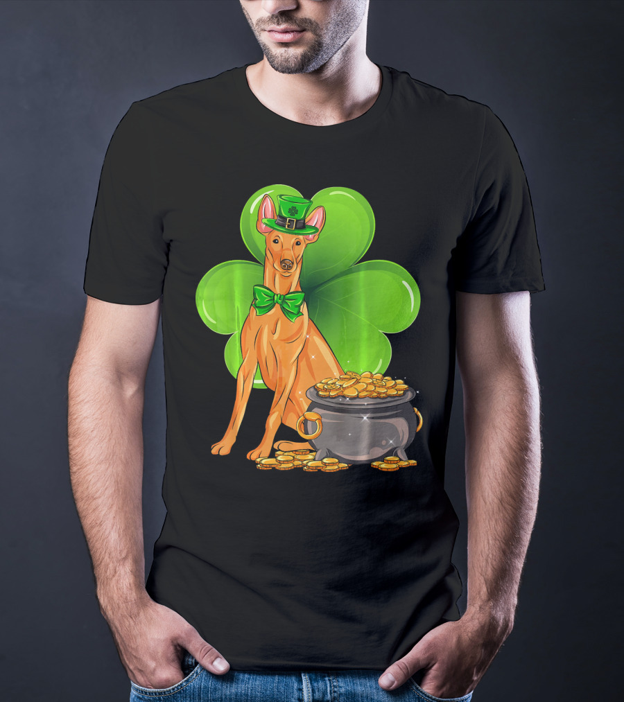 Pharaoh Hound St Patricks Day Leprechaun Clover Pot Of Gold T-Shirt