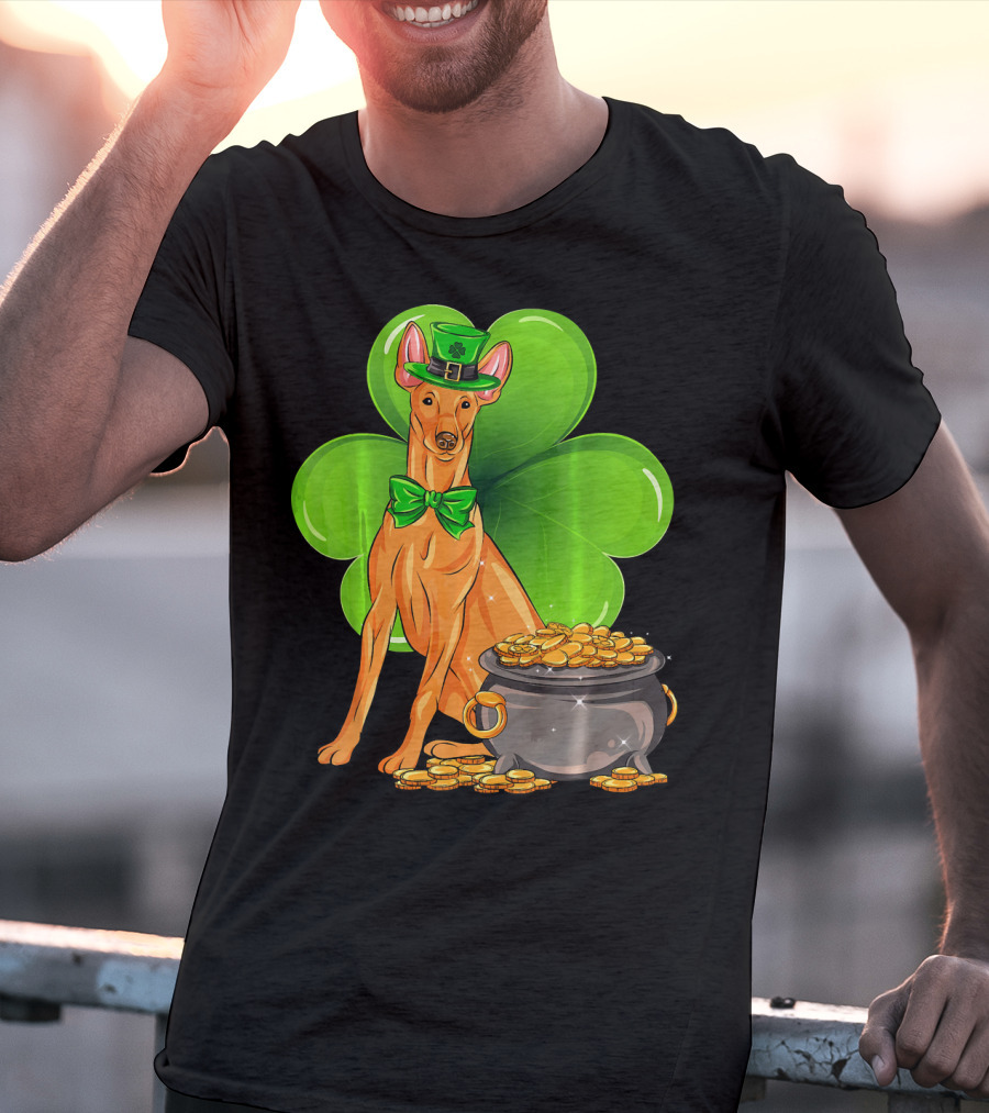 Pharaoh Hound St Patricks Day Leprechaun Clover Pot Of Gold T-Shirt