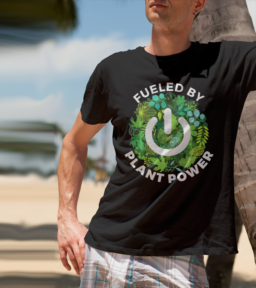 Fueled By Plant Power Eco Energy Symbol Vegetarian T-Shirt