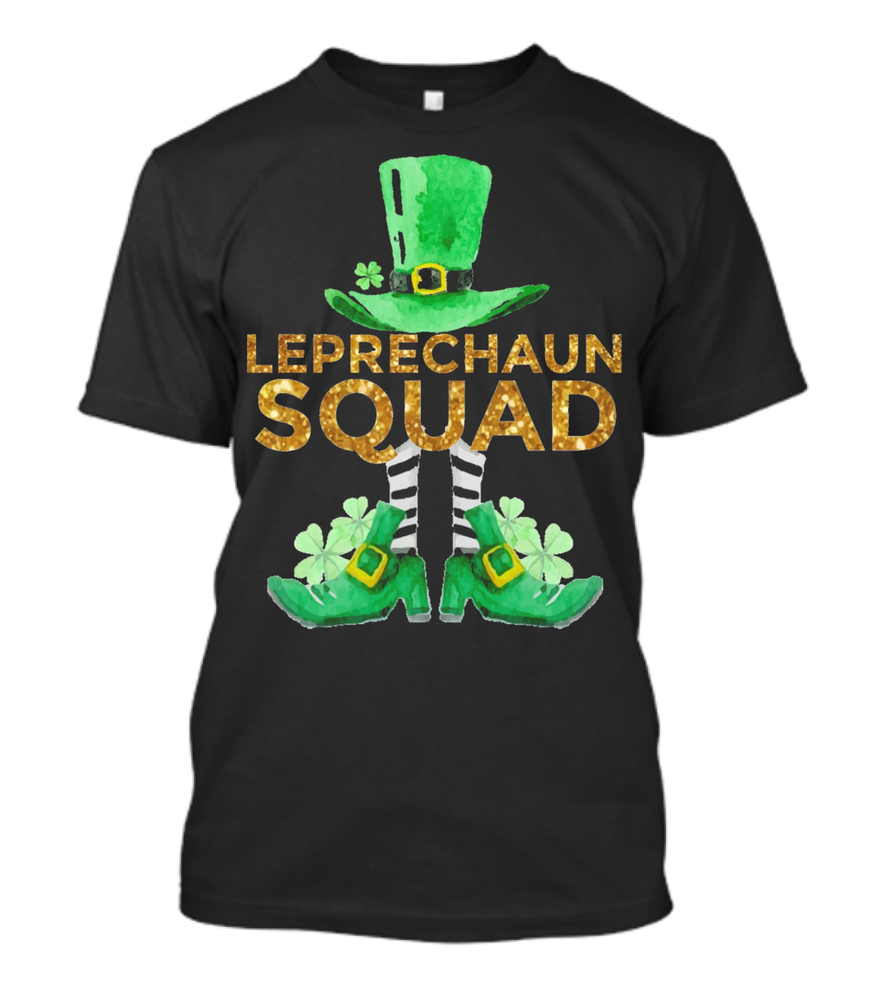 St Patricks Day Leprechaun Squad Gold Green Hat And Shoes T-Shirt
