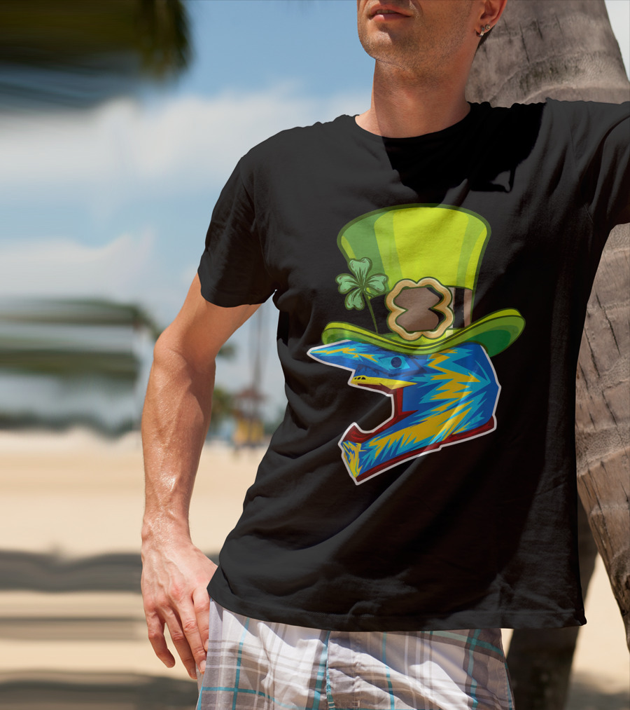 Motocross Leprechaun Shamrock Helmet T-Shirt