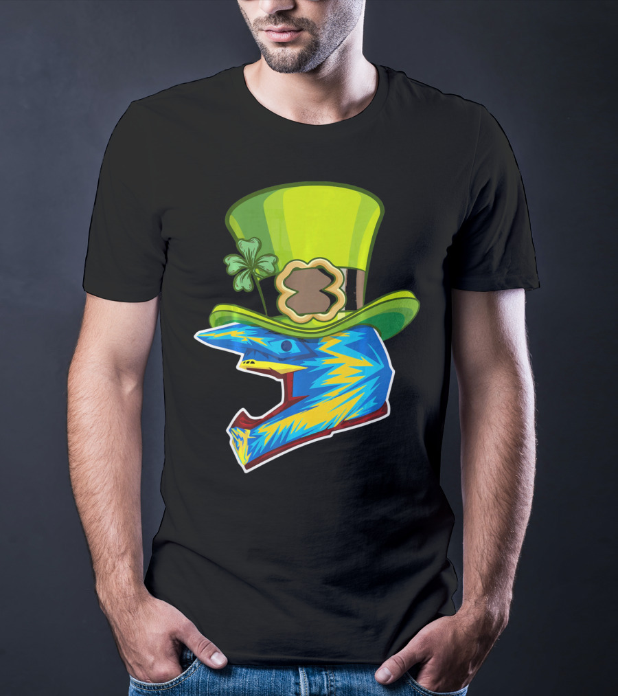 Motocross Leprechaun Shamrock Helmet T-Shirt