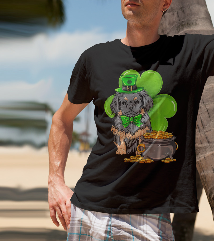 Pekingese St Patricks Day Leprechaun Dog Clover Hat Pot Of Gold T-Shirt