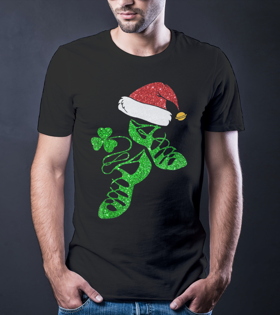 Santa Hat Irish Dance Shoes With Shamrock T-Shirt