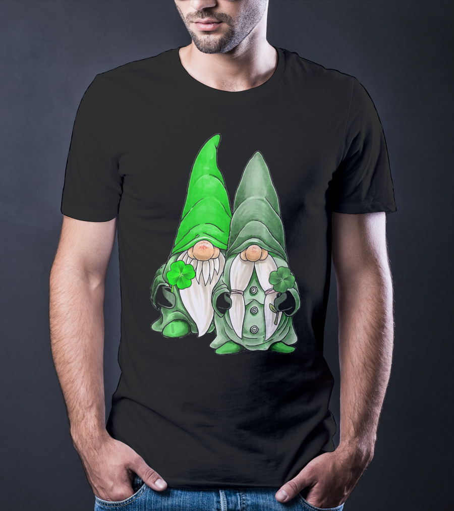 Green Gnomes Tomte Leprechaun Shamrock St. Patrick's Day Duo T-Shirt