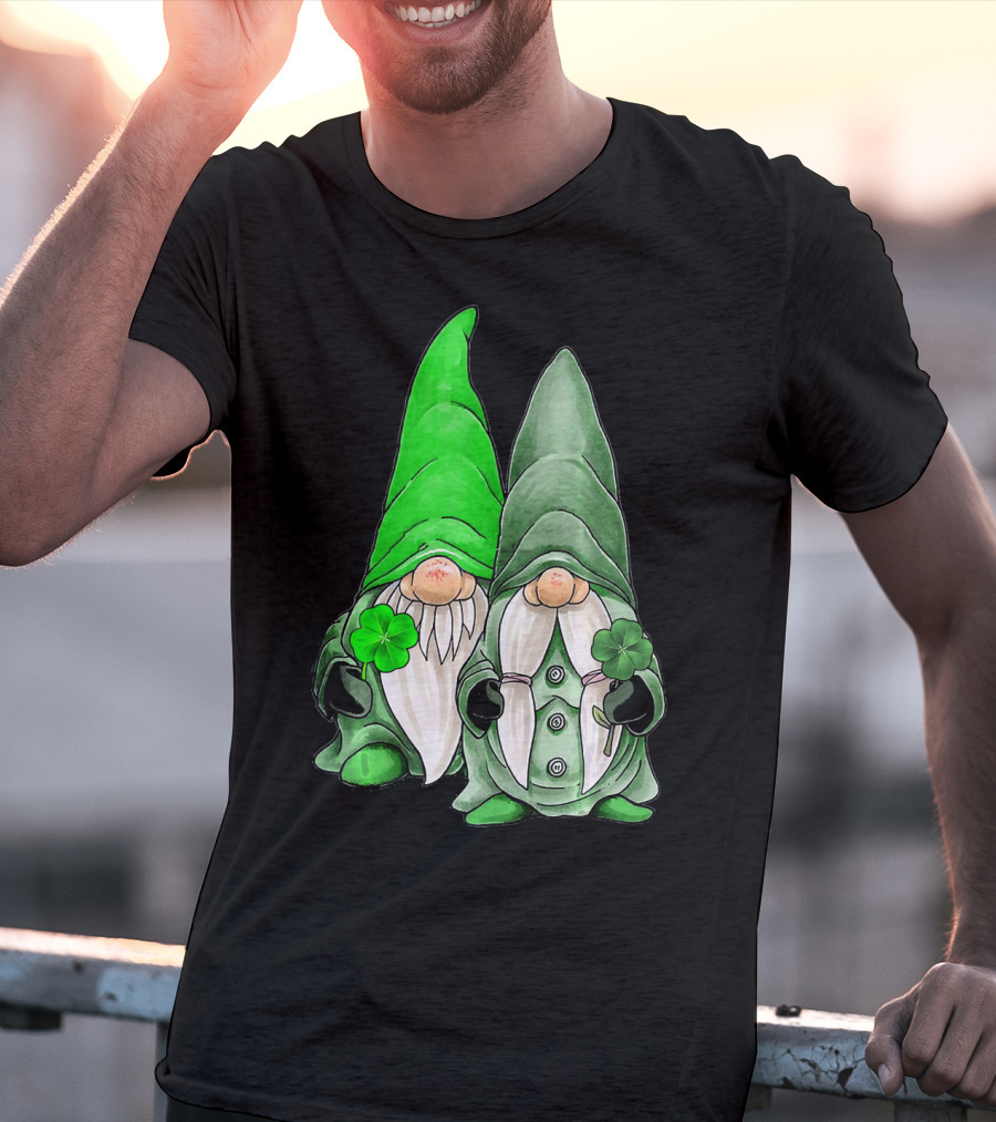Green Gnomes Tomte Leprechaun Shamrock St. Patrick's Day Duo T-Shirt
