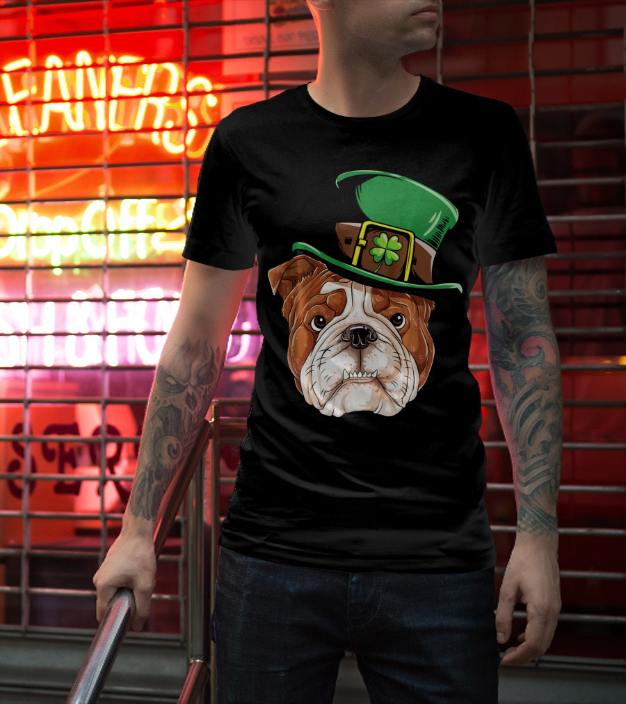 English Bulldog St. Patrick's Day Hat T-Shirt