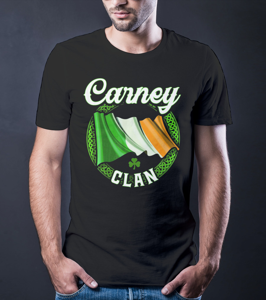 Carney Clan Irish Flag Ireland Celtic Knot Surname T-Shirt