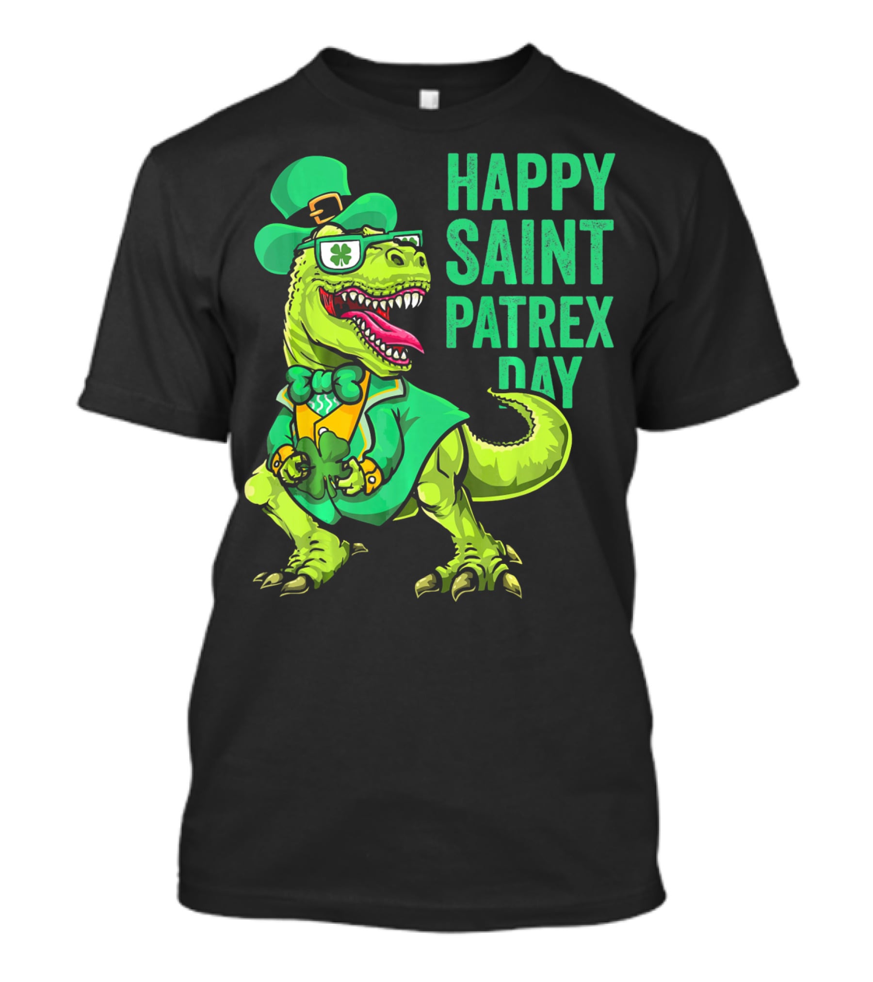 Happy Saint Patrex Day Irish Leprechaun Dinosaur T-Shirt