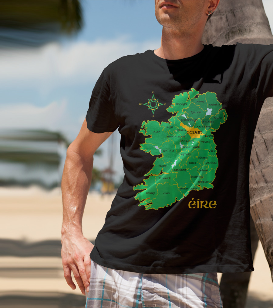 Cavan Éire Irish County Map Ireland T-Shirt