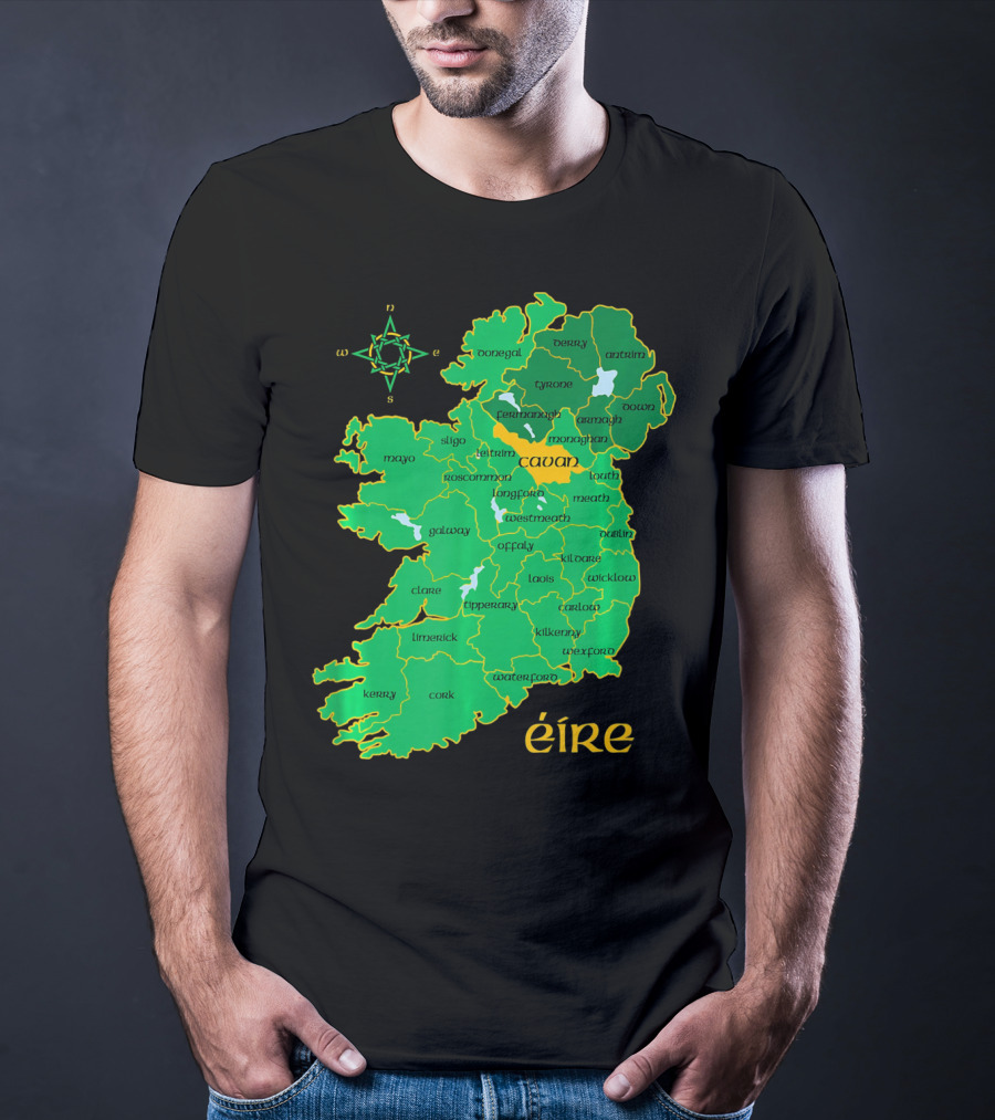 Cavan Éire Irish County Map Ireland T-Shirt