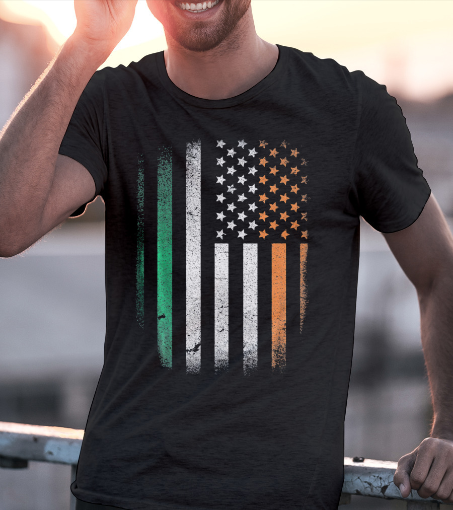 Irish Roots American Born Flag Fusion Ireland USA T-Shirt