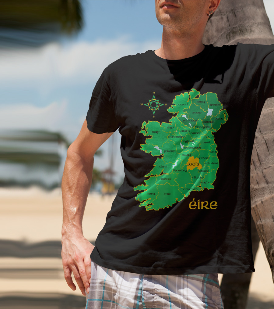Laois Éire Ireland Irish County Map Compass T-Shirt
