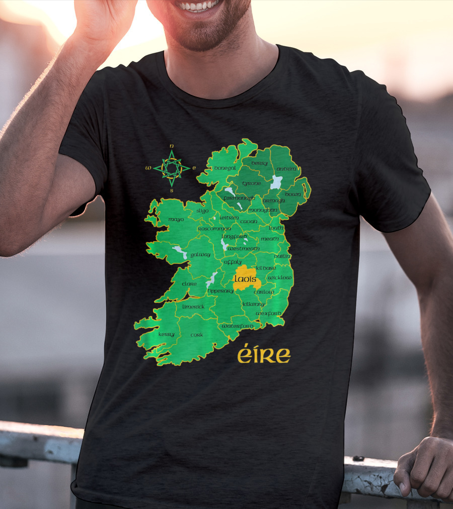 Laois Éire Ireland Irish County Map Compass T-Shirt