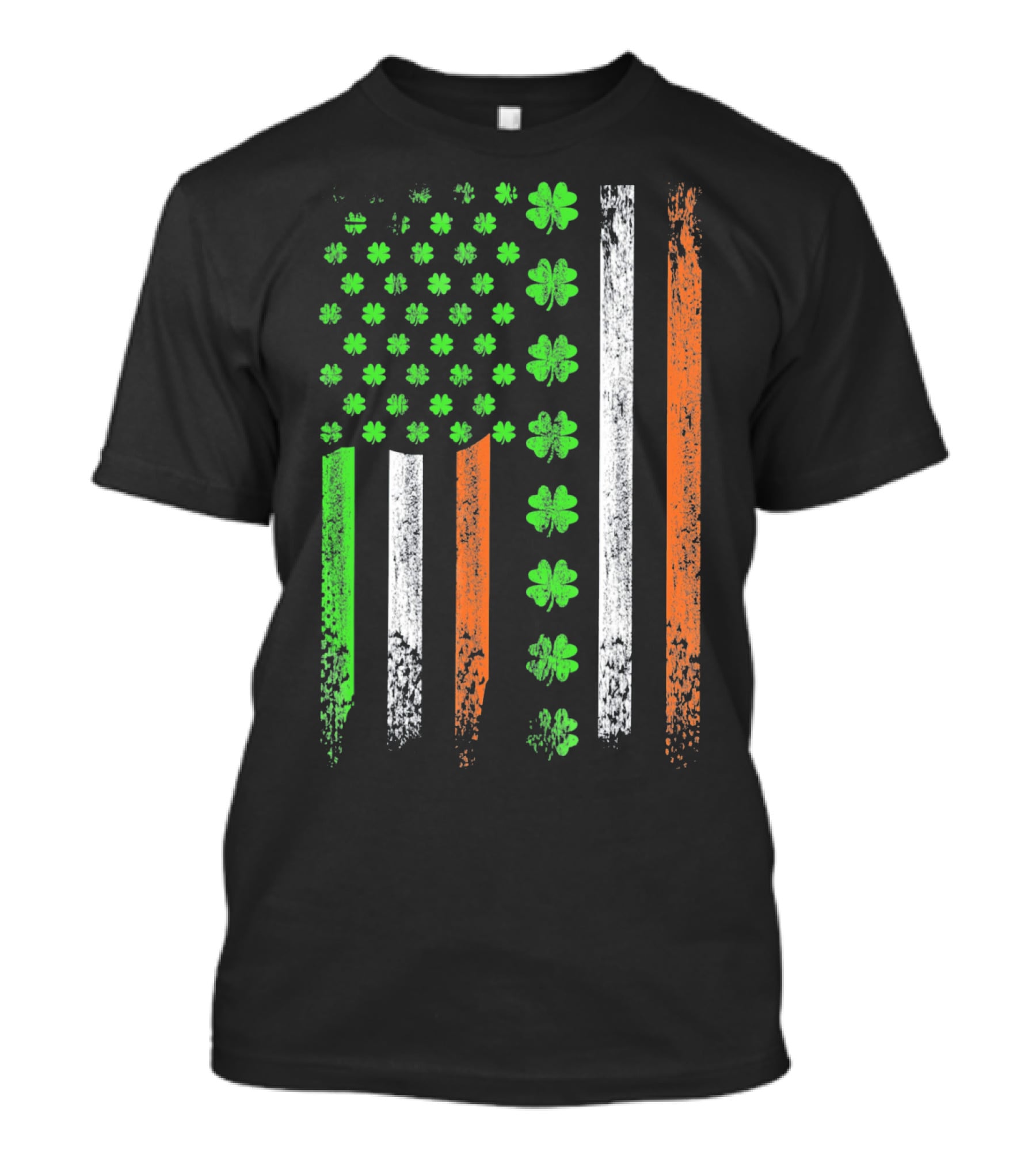 St Patricks Day US Flag With Shamrocks And Irish Colors T-Shirt