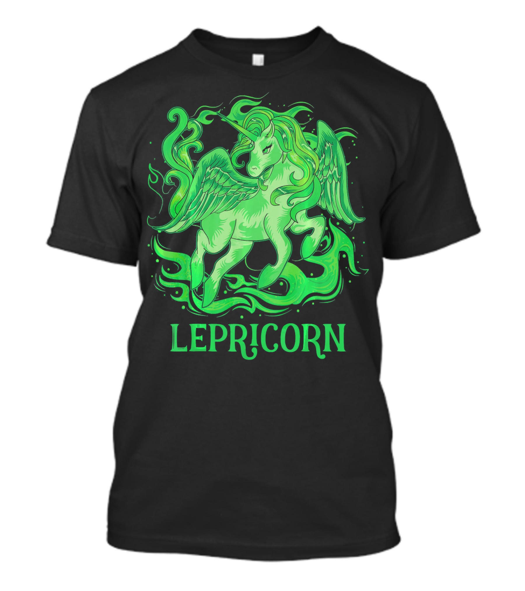 Lepricorn Green Unicorn With Wings T-Shirt
