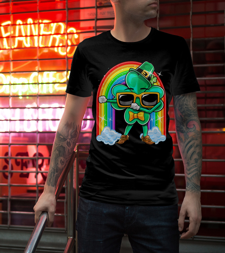 Flossing Shamrock St. Patricks Day Rainbow T-Shirt