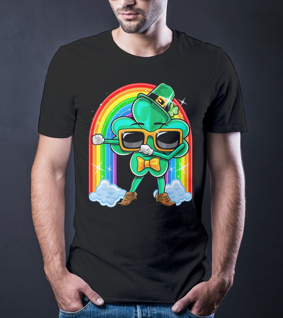 Flossing Shamrock St. Patricks Day Rainbow T-Shirt