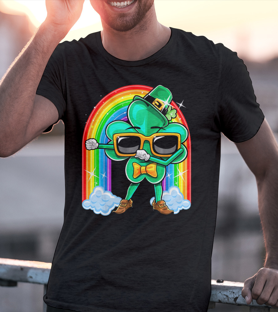 Flossing Shamrock St. Patricks Day Rainbow T-Shirt