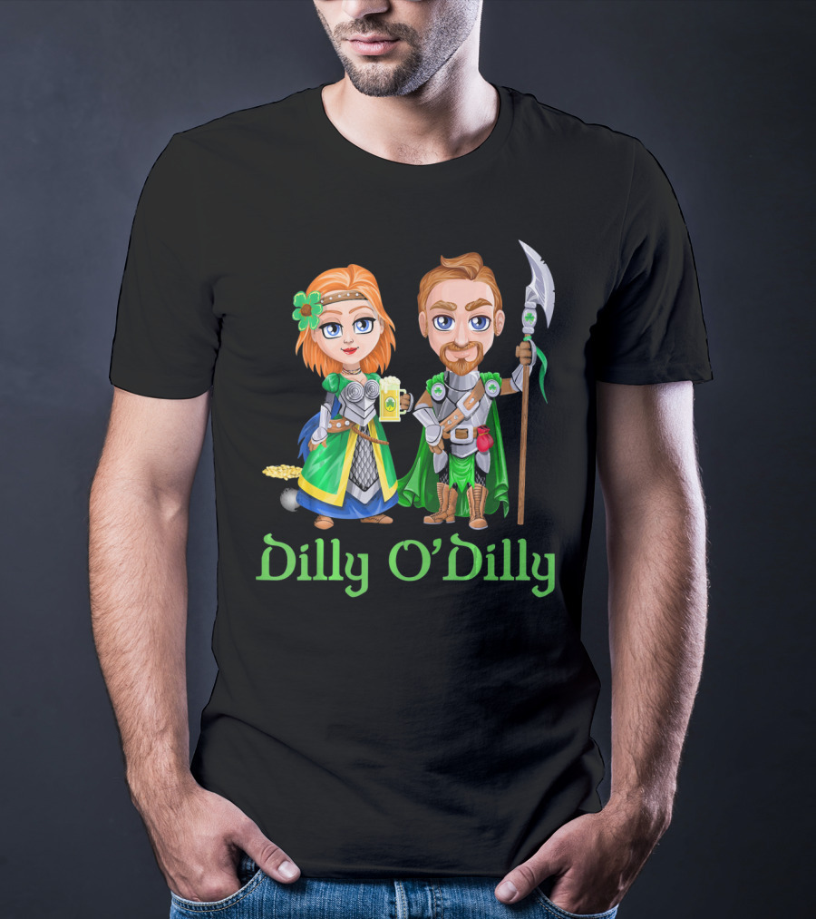 St. Patricks Day Dilly O'Dilly With Fantasy Characters And Shamrock Ale T-Shirt