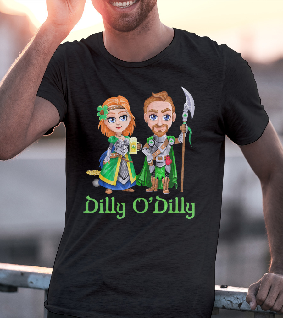 St. Patricks Day Dilly O'Dilly With Fantasy Characters And Shamrock Ale T-Shirt