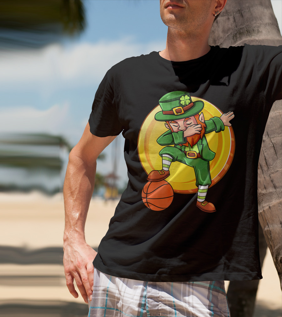 Dabbing Leprechaun Basketball St Patrick Coin T-Shirt