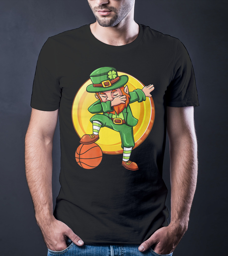 Dabbing Leprechaun Basketball St Patrick Coin T-Shirt