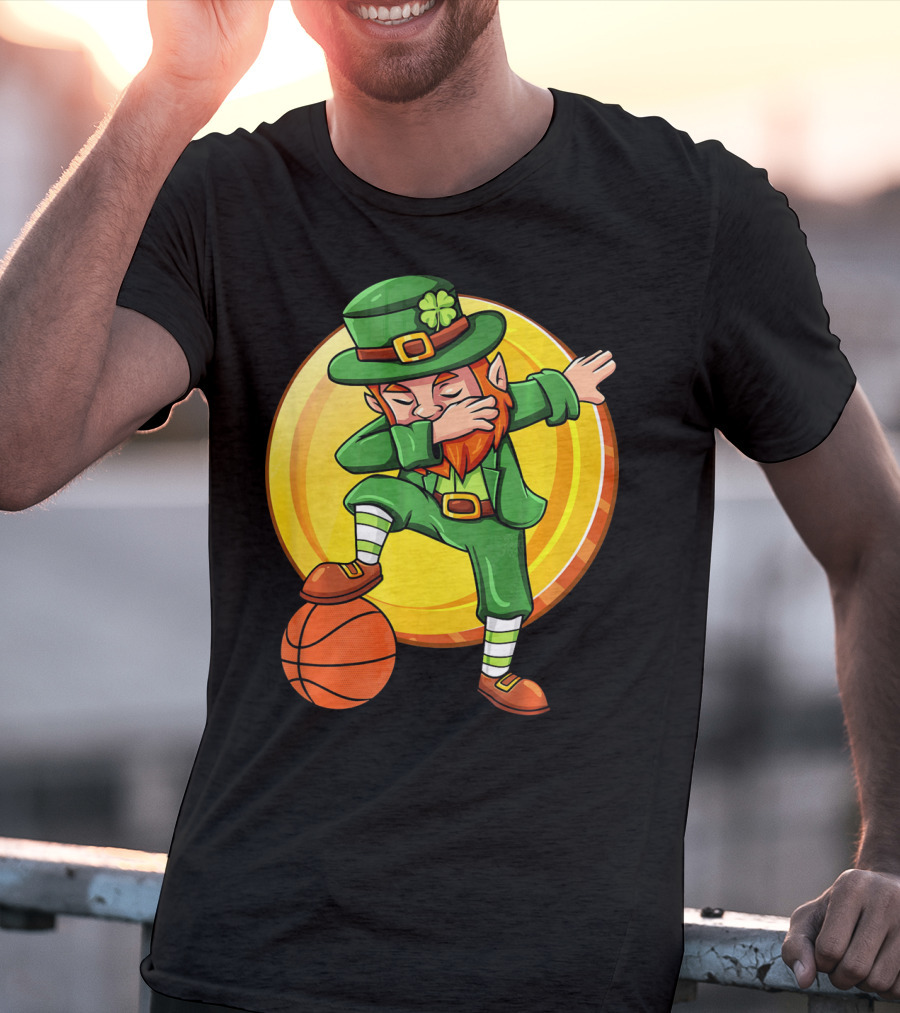 Dabbing Leprechaun Basketball St Patrick Coin T-Shirt